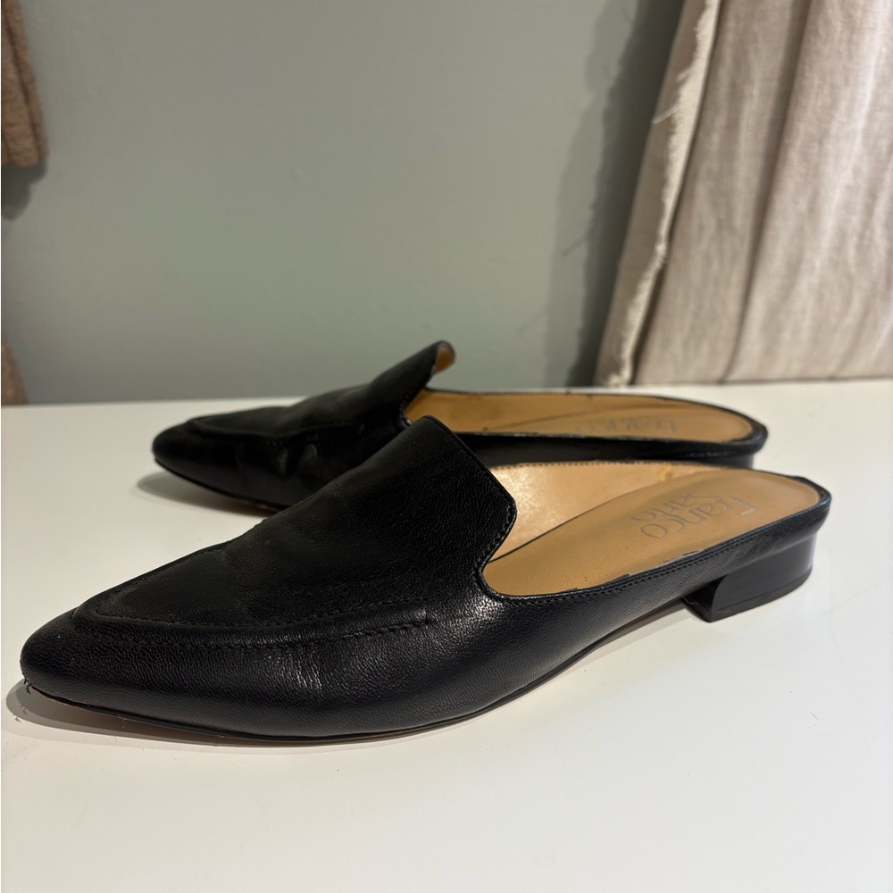 Franco Sarto Black Leather Mules